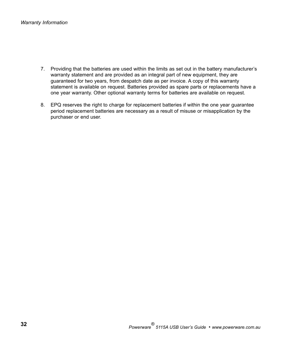 Powerware 5115A USB User Manual | Page 38 / 44