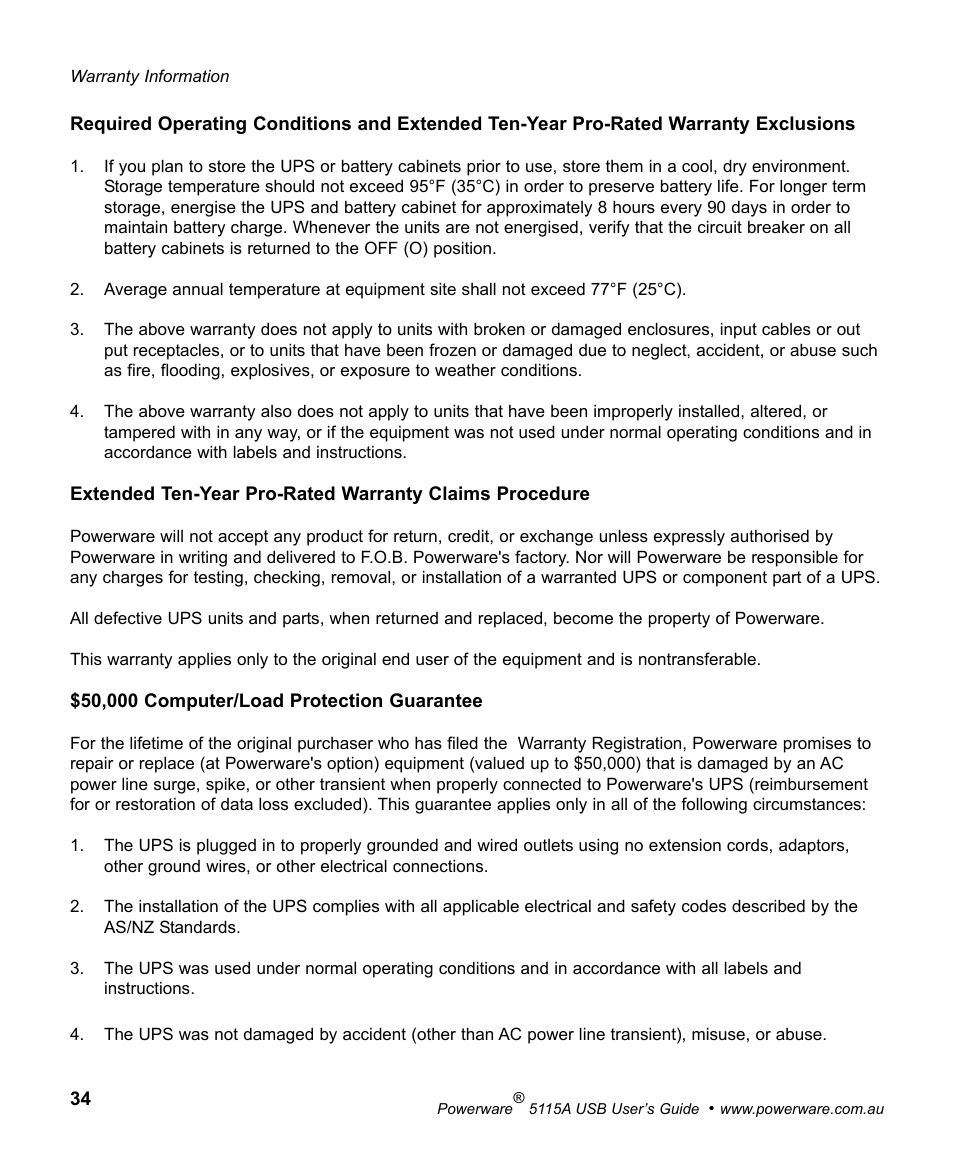 Powerware 5115A USB User Manual | Page 40 / 44