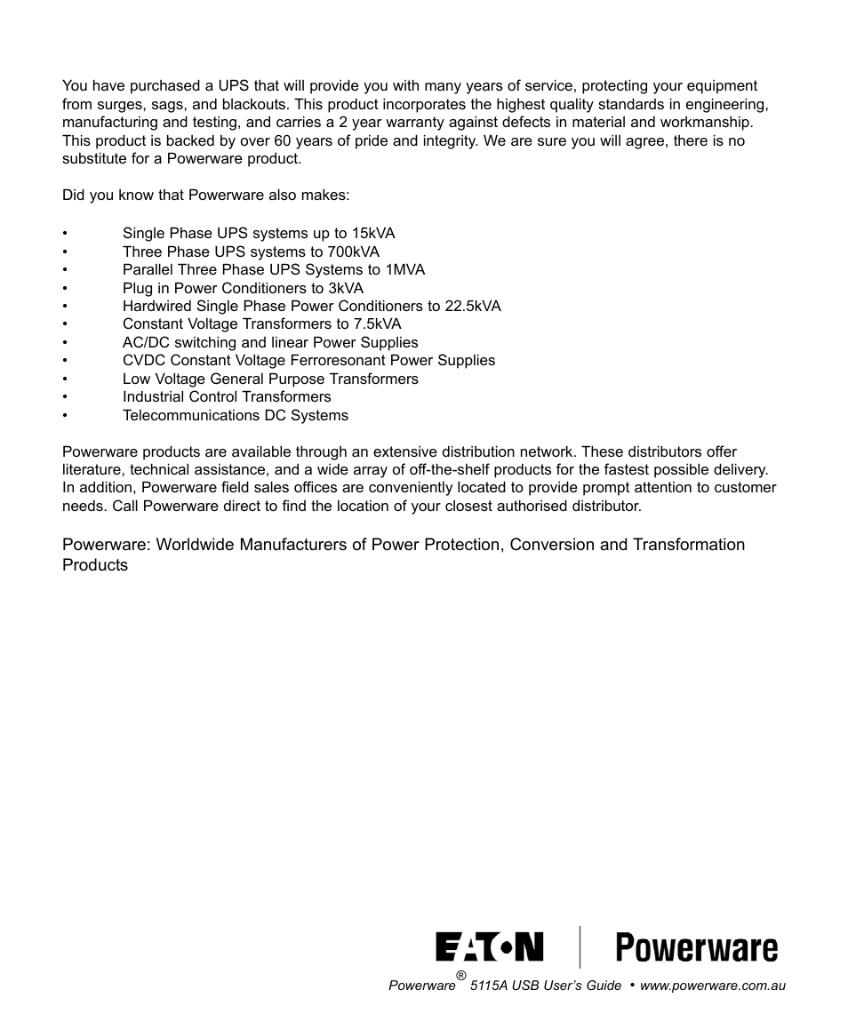 Powerware 5115A USB User Manual | Page 44 / 44