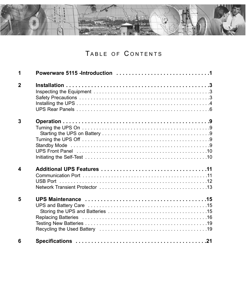 Powerware 5115A USB User Manual | Page 5 / 44