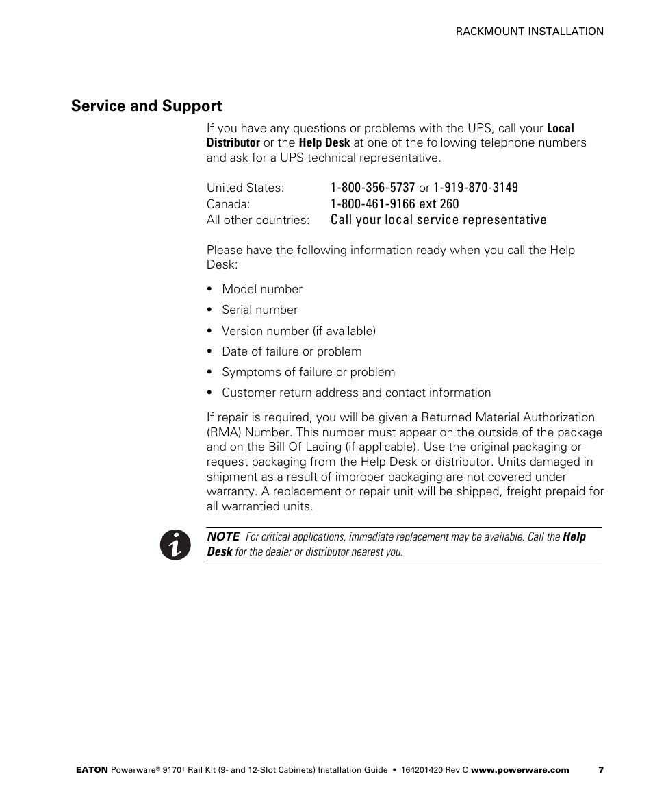 Service and support | Powerware 9170+ User Manual | Page 9 / 12