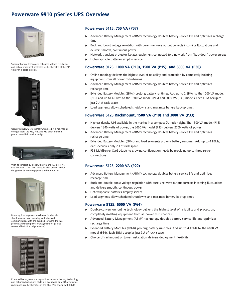 Powerware 9910 pseries ups overview | Powerware 9910 p Series User Manual | Page 2 / 6