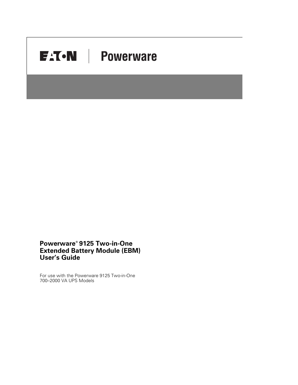 Powerware 9125 User Manual | 30 pages