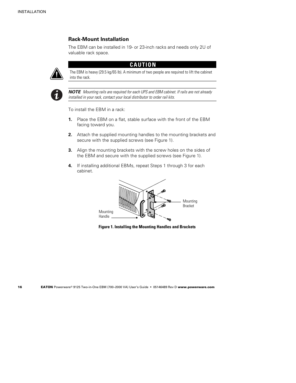 Rack-mount installation | Powerware 9125 User Manual | Page 20 / 30