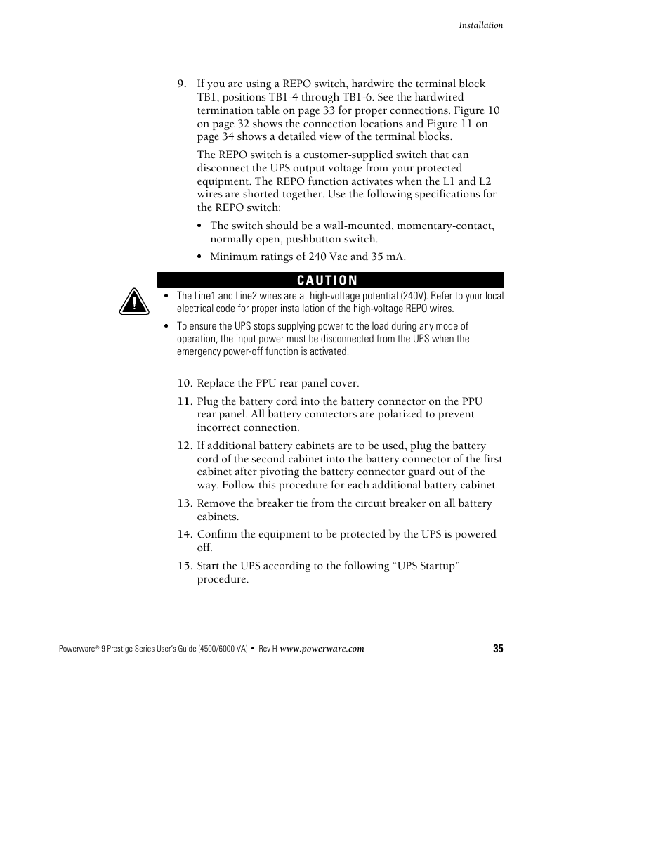 Powerware 6000 User Manual | Page 43 / 92