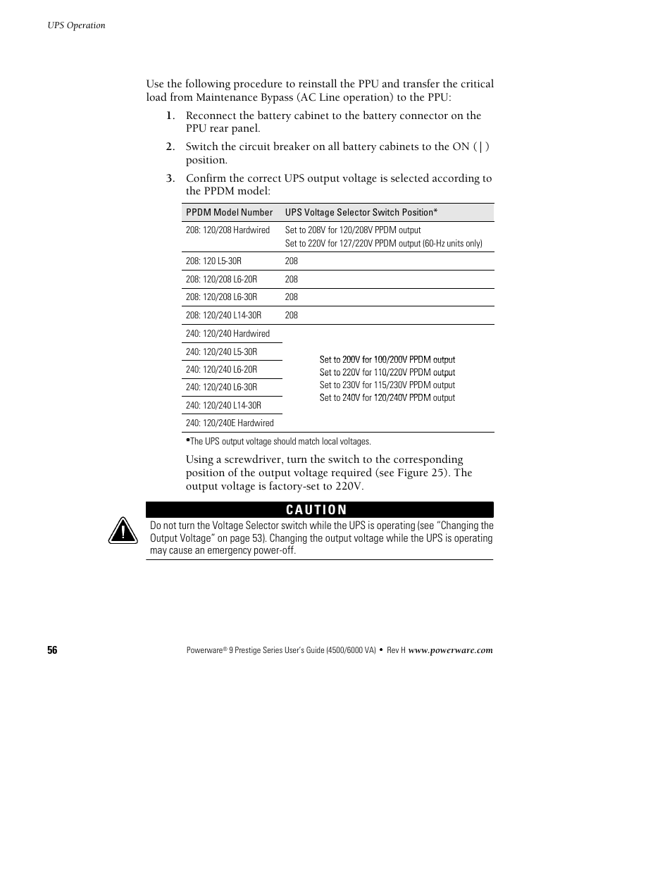 Powerware 6000 User Manual | Page 64 / 92