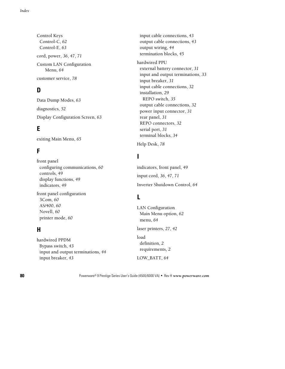 Powerware 6000 User Manual | Page 88 / 92