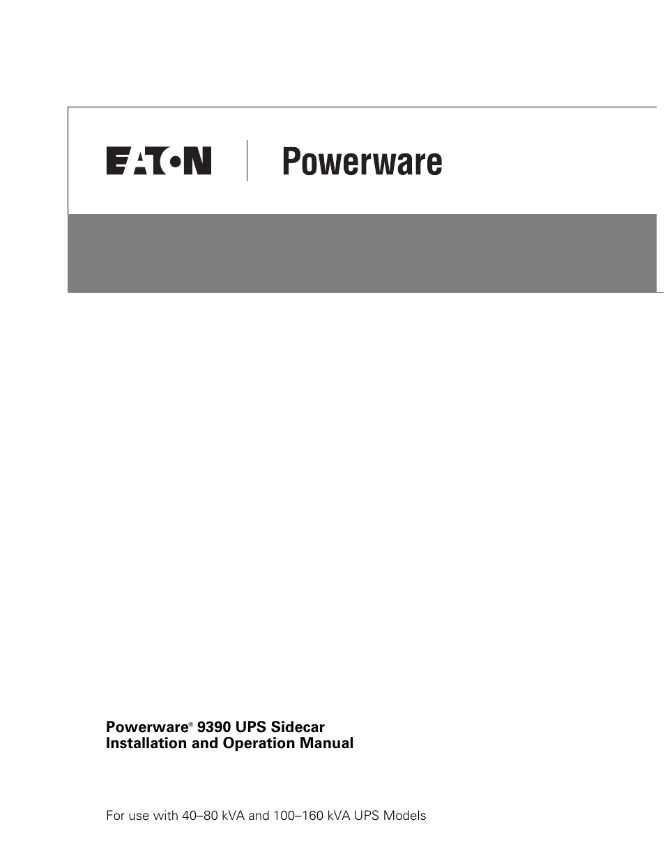 Powerware UPS Sidecar Powerware 9390 User Manual | 124 pages