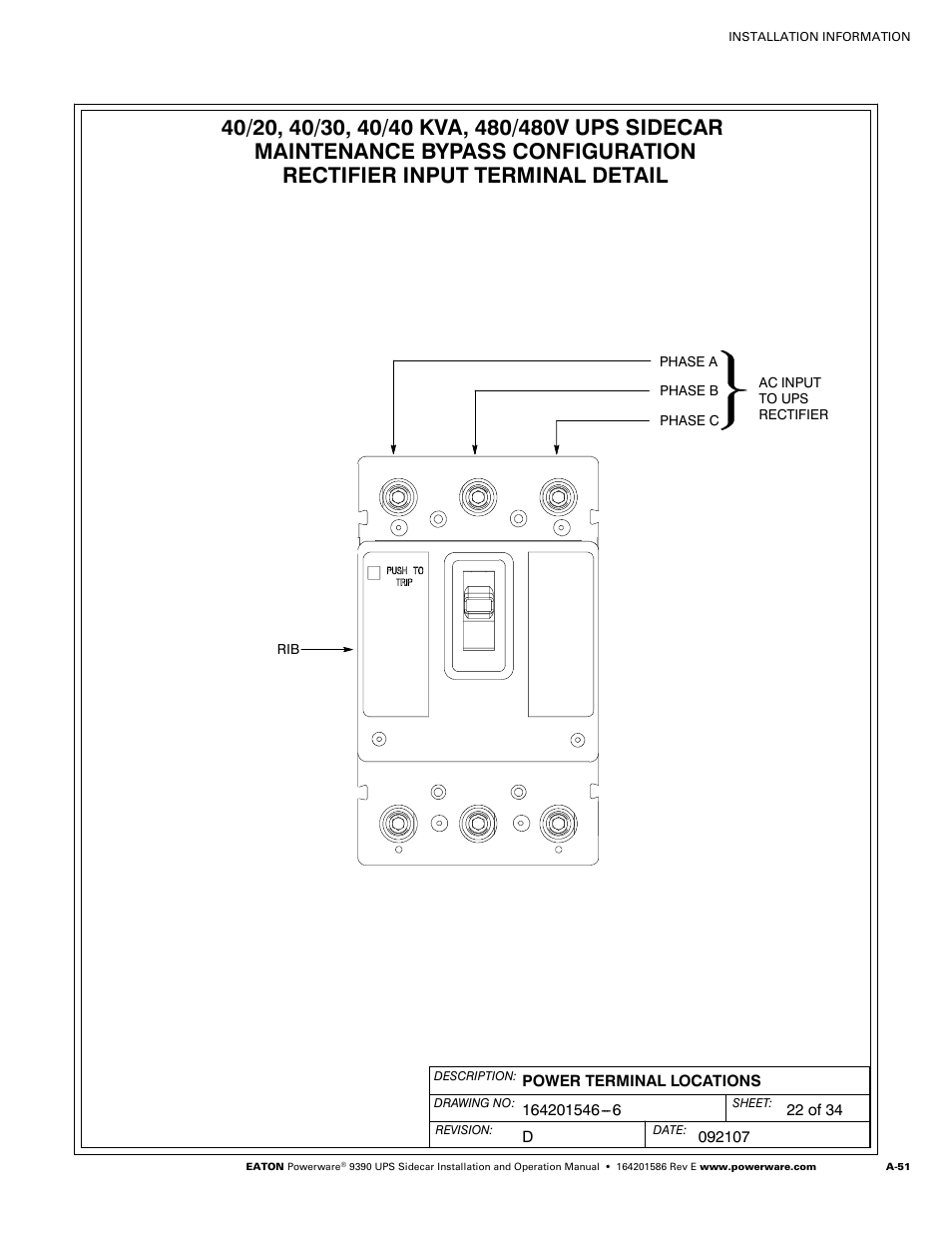 Powerware UPS Sidecar Powerware 9390 User Manual | Page 101 / 124