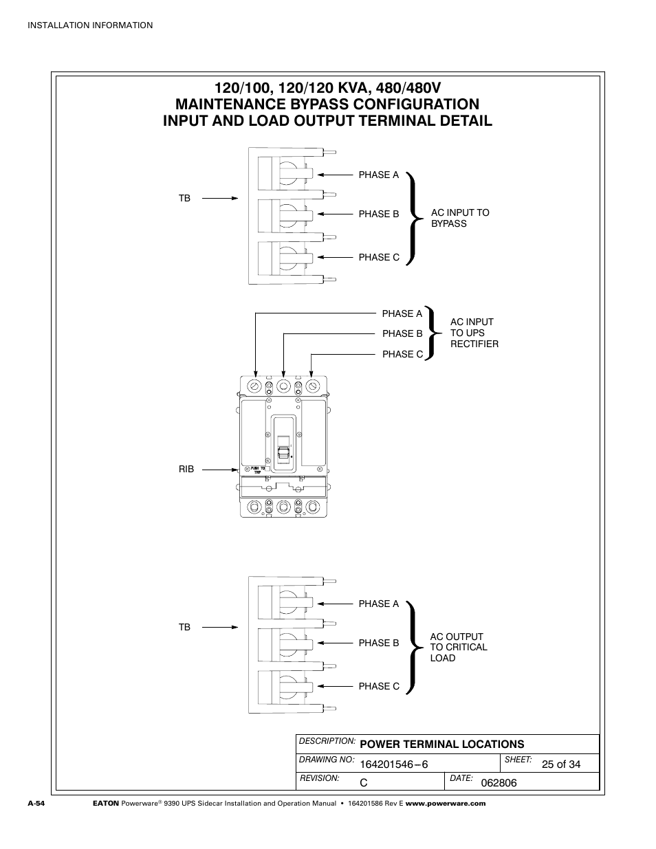 Powerware UPS Sidecar Powerware 9390 User Manual | Page 104 / 124