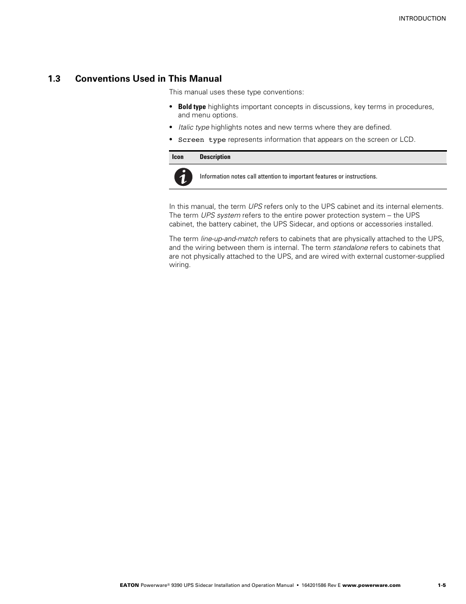 3 conventions used in this manual | Powerware UPS Sidecar Powerware 9390 User Manual | Page 11 / 124