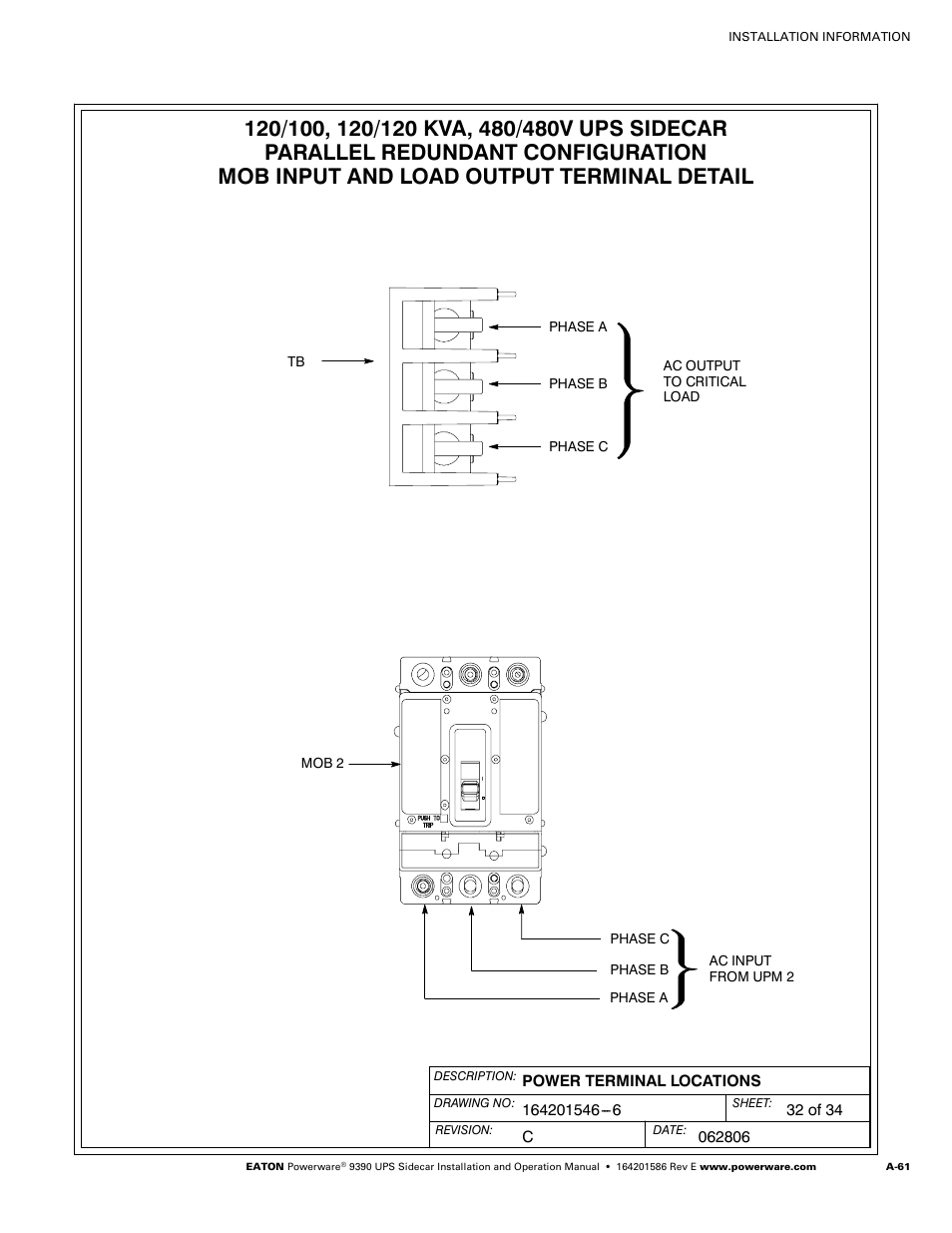 Powerware UPS Sidecar Powerware 9390 User Manual | Page 111 / 124