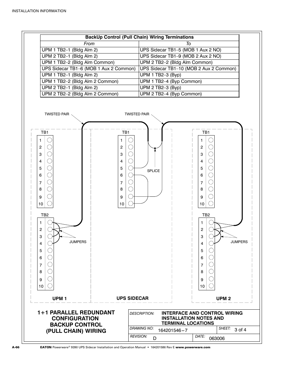 Powerware UPS Sidecar Powerware 9390 User Manual | Page 116 / 124