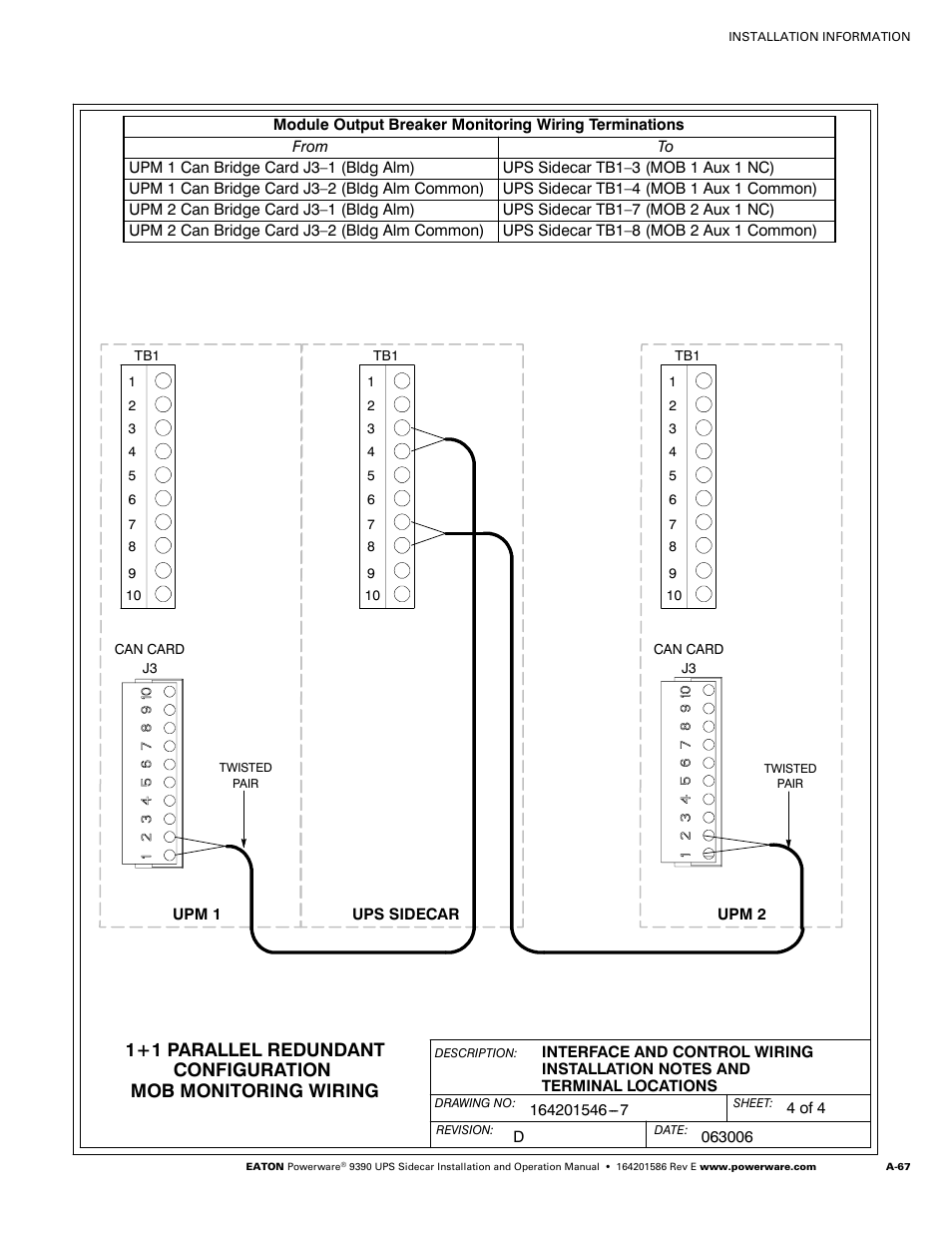 Powerware UPS Sidecar Powerware 9390 User Manual | Page 117 / 124