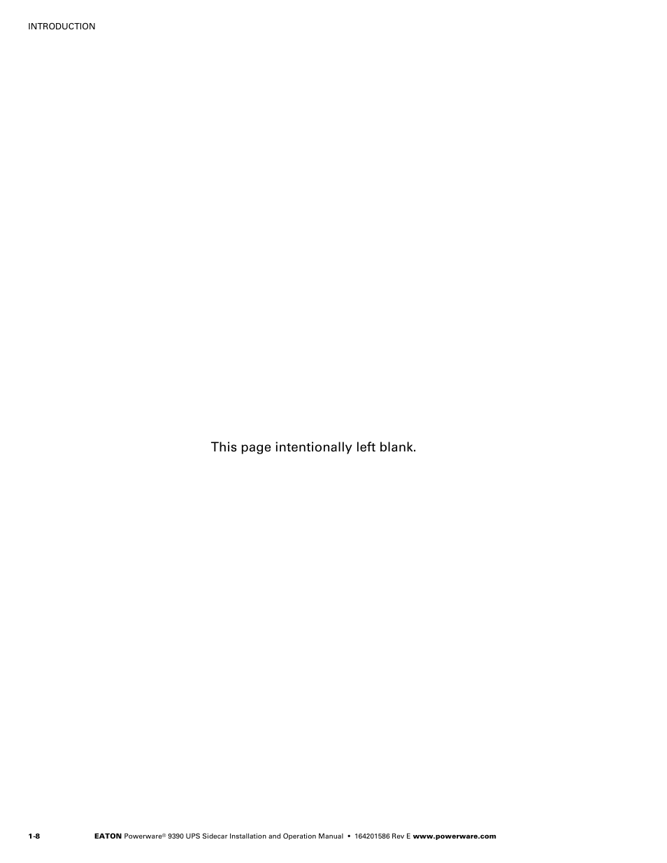 This page intentionally left blank | Powerware UPS Sidecar Powerware 9390 User Manual | Page 14 / 124