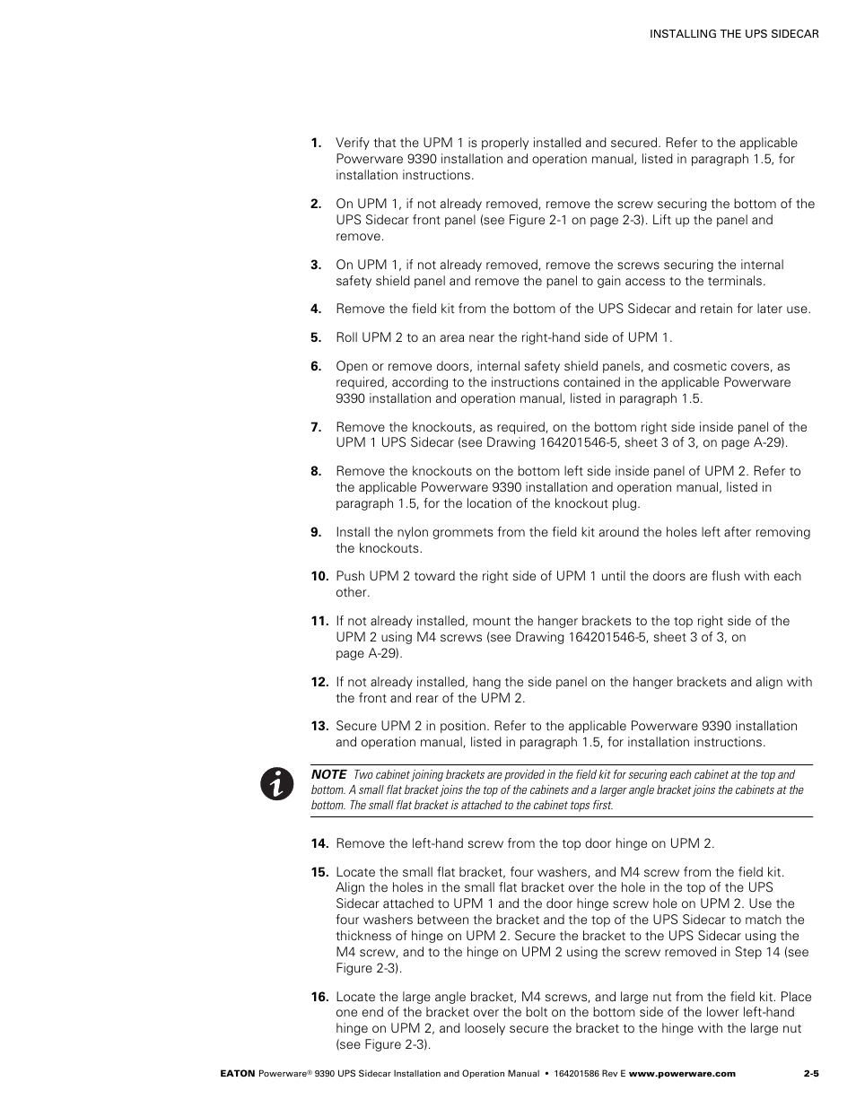 Powerware UPS Sidecar Powerware 9390 User Manual | Page 21 / 124