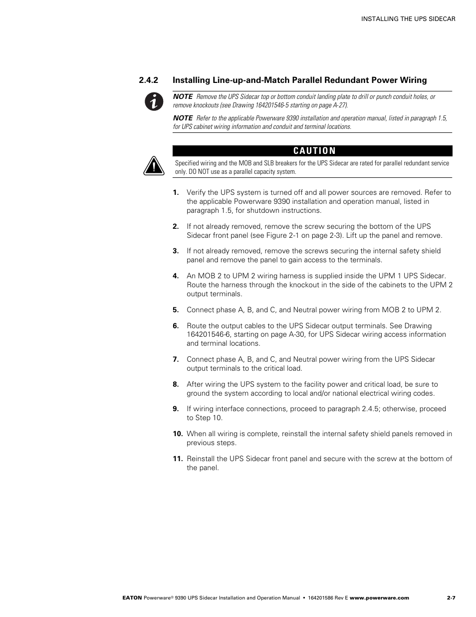 Powerware UPS Sidecar Powerware 9390 User Manual | Page 23 / 124