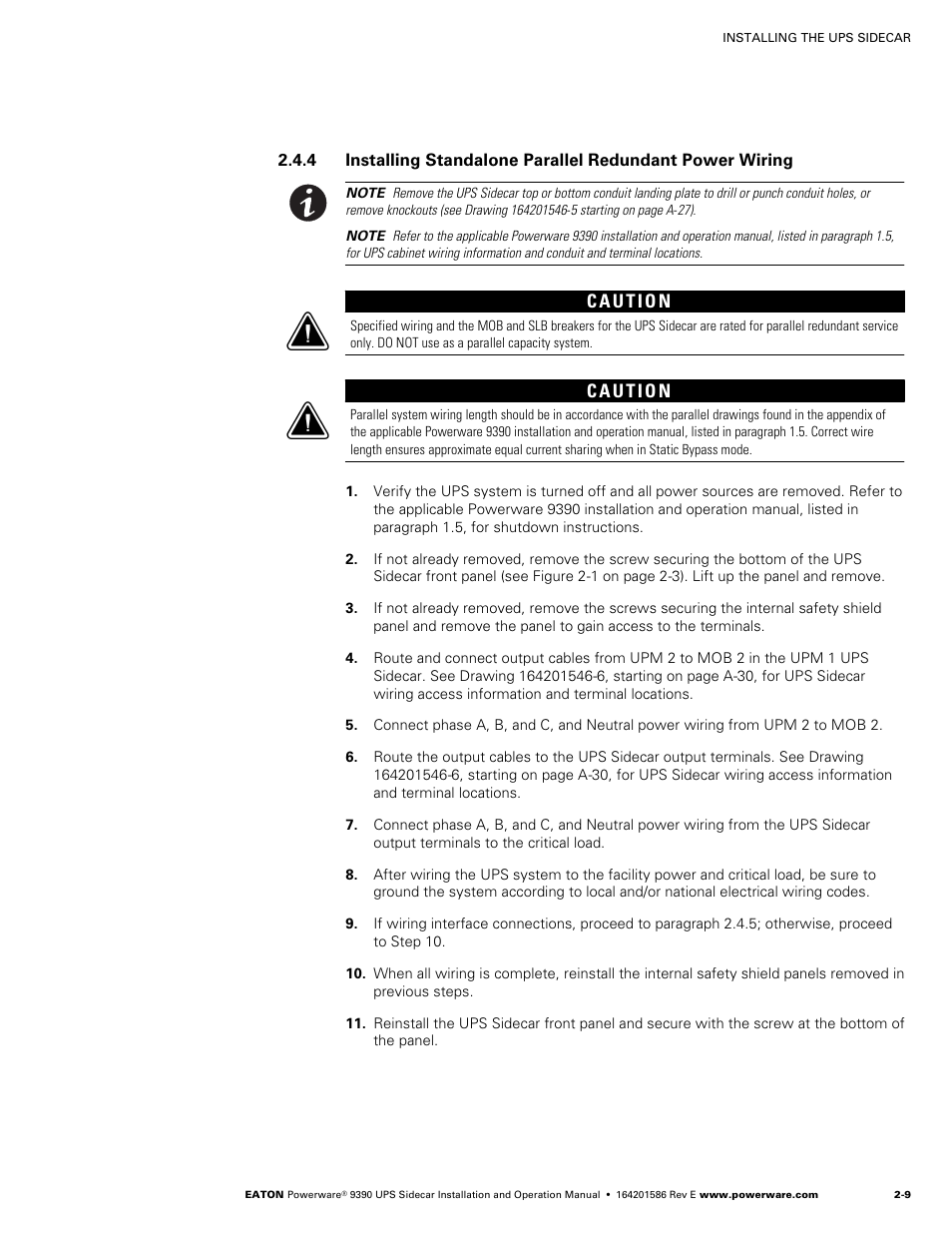 Powerware UPS Sidecar Powerware 9390 User Manual | Page 25 / 124