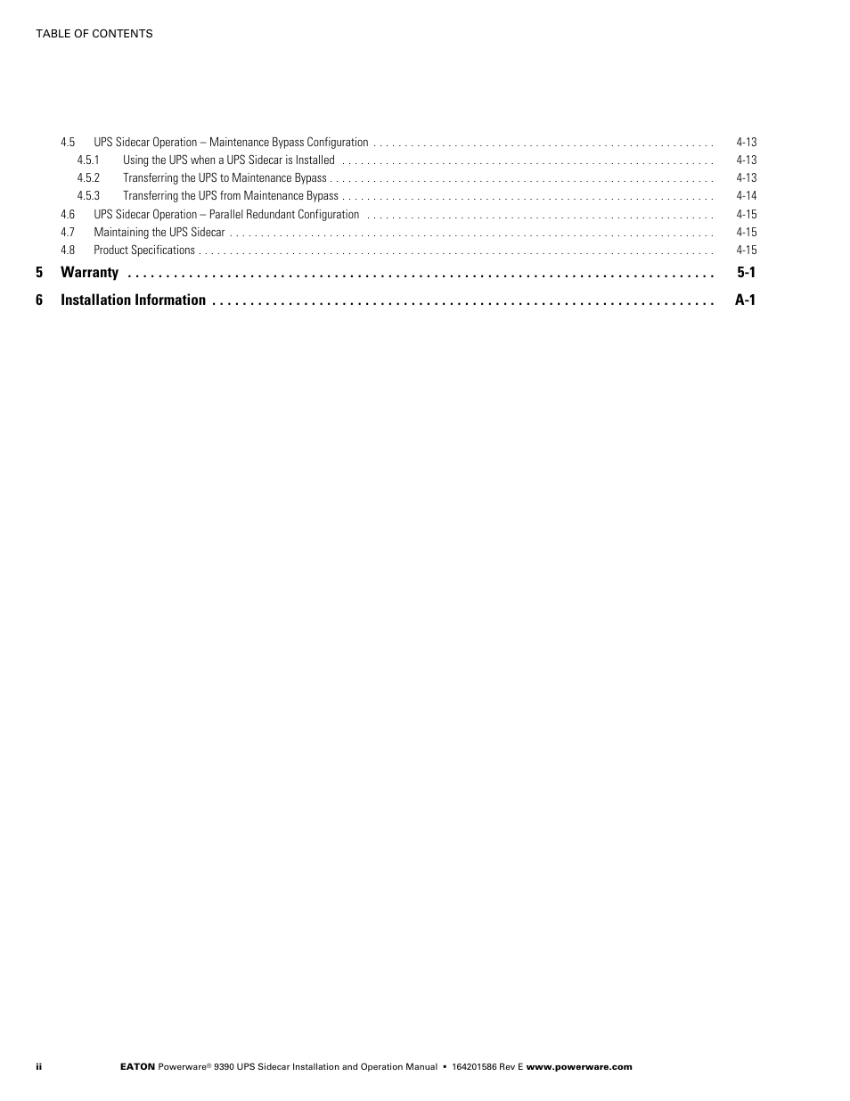 Powerware UPS Sidecar Powerware 9390 User Manual | Page 4 / 124