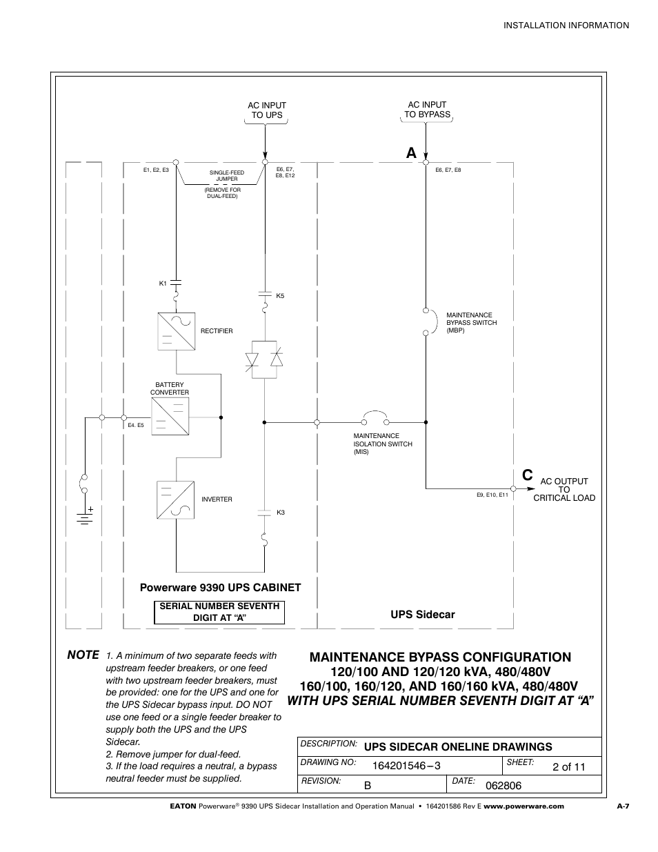 Powerware UPS Sidecar Powerware 9390 User Manual | Page 57 / 124