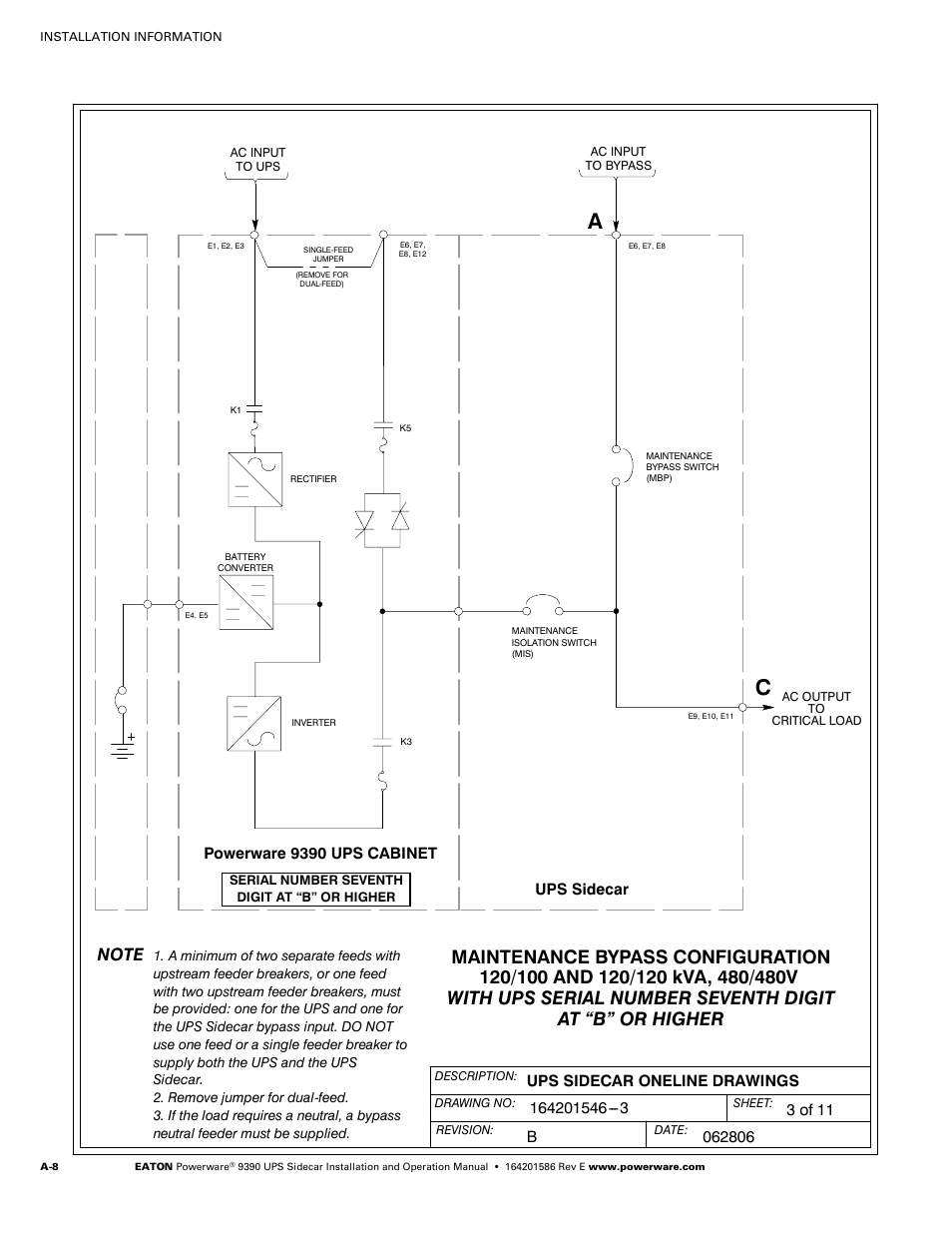 Powerware UPS Sidecar Powerware 9390 User Manual | Page 58 / 124