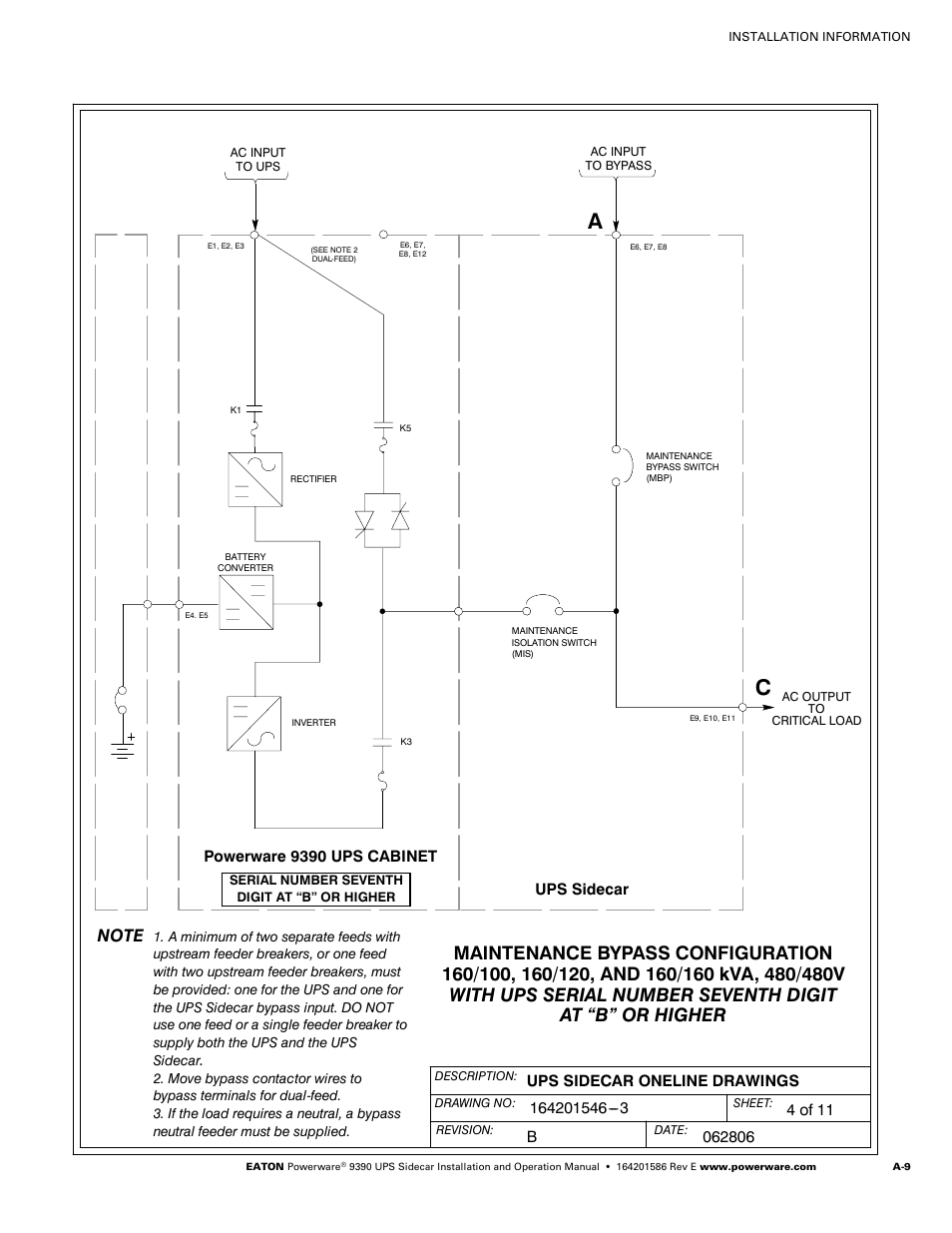 Powerware UPS Sidecar Powerware 9390 User Manual | Page 59 / 124