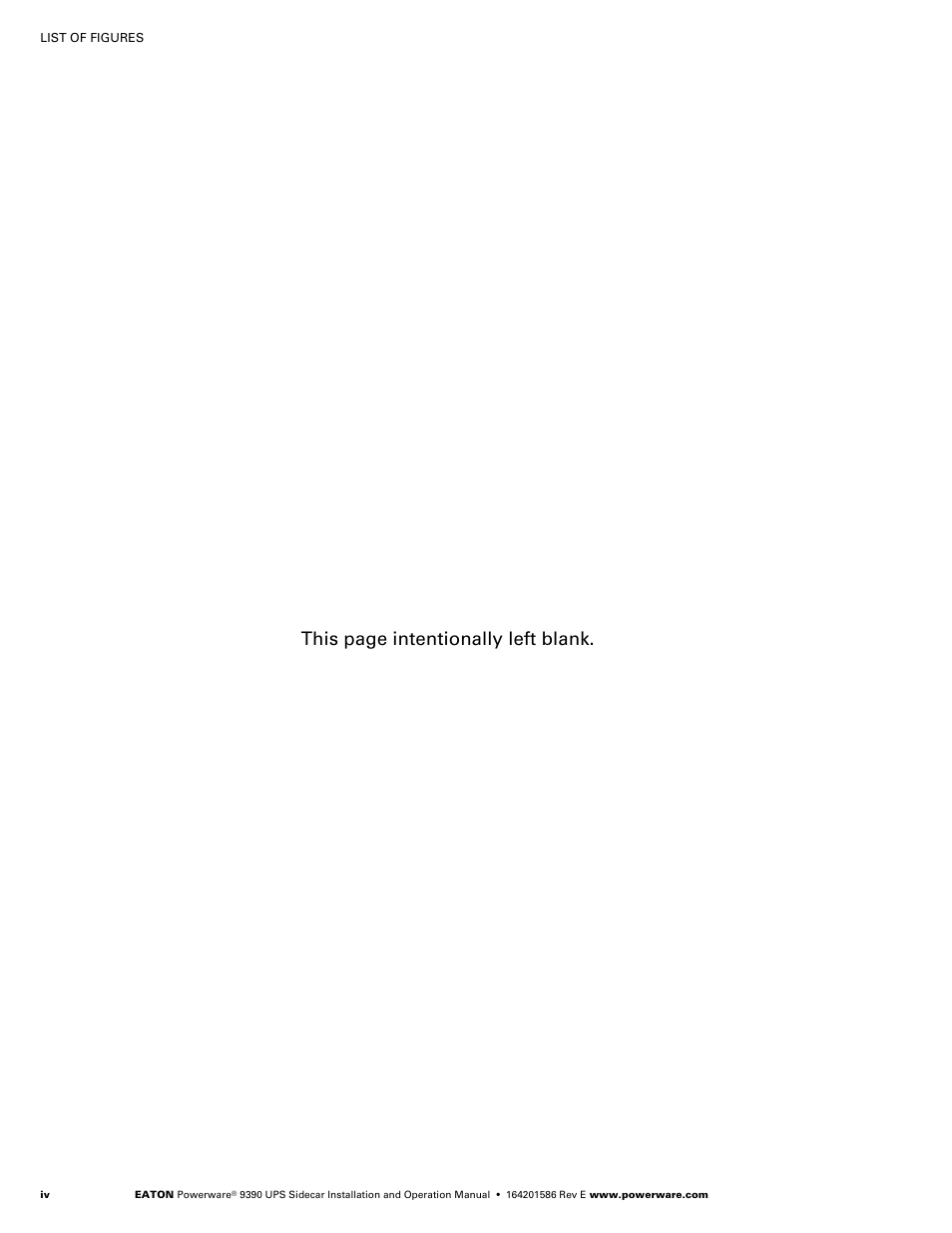 This page intentionally left blank | Powerware UPS Sidecar Powerware 9390 User Manual | Page 6 / 124