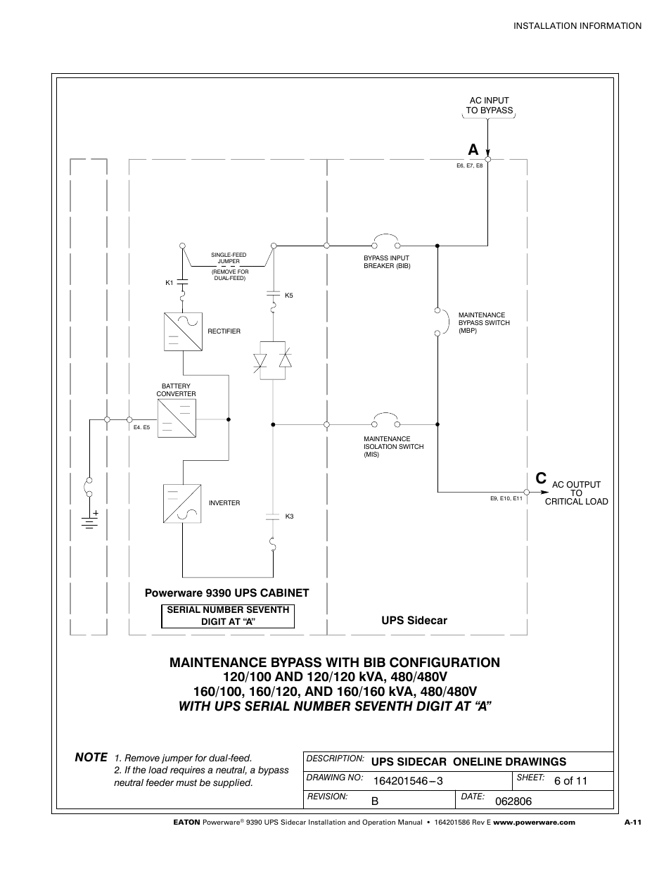 Powerware UPS Sidecar Powerware 9390 User Manual | Page 61 / 124