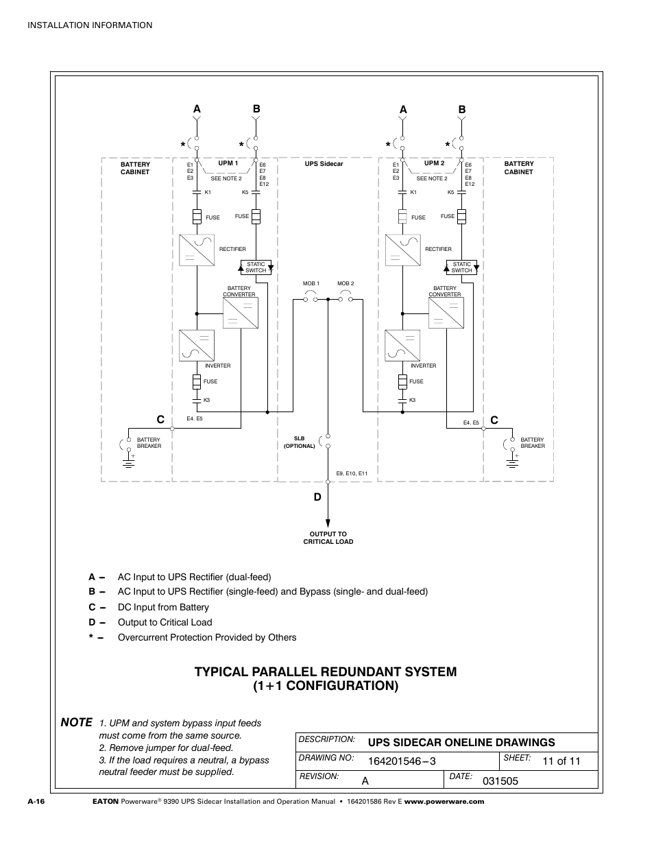 Powerware UPS Sidecar Powerware 9390 User Manual | Page 66 / 124