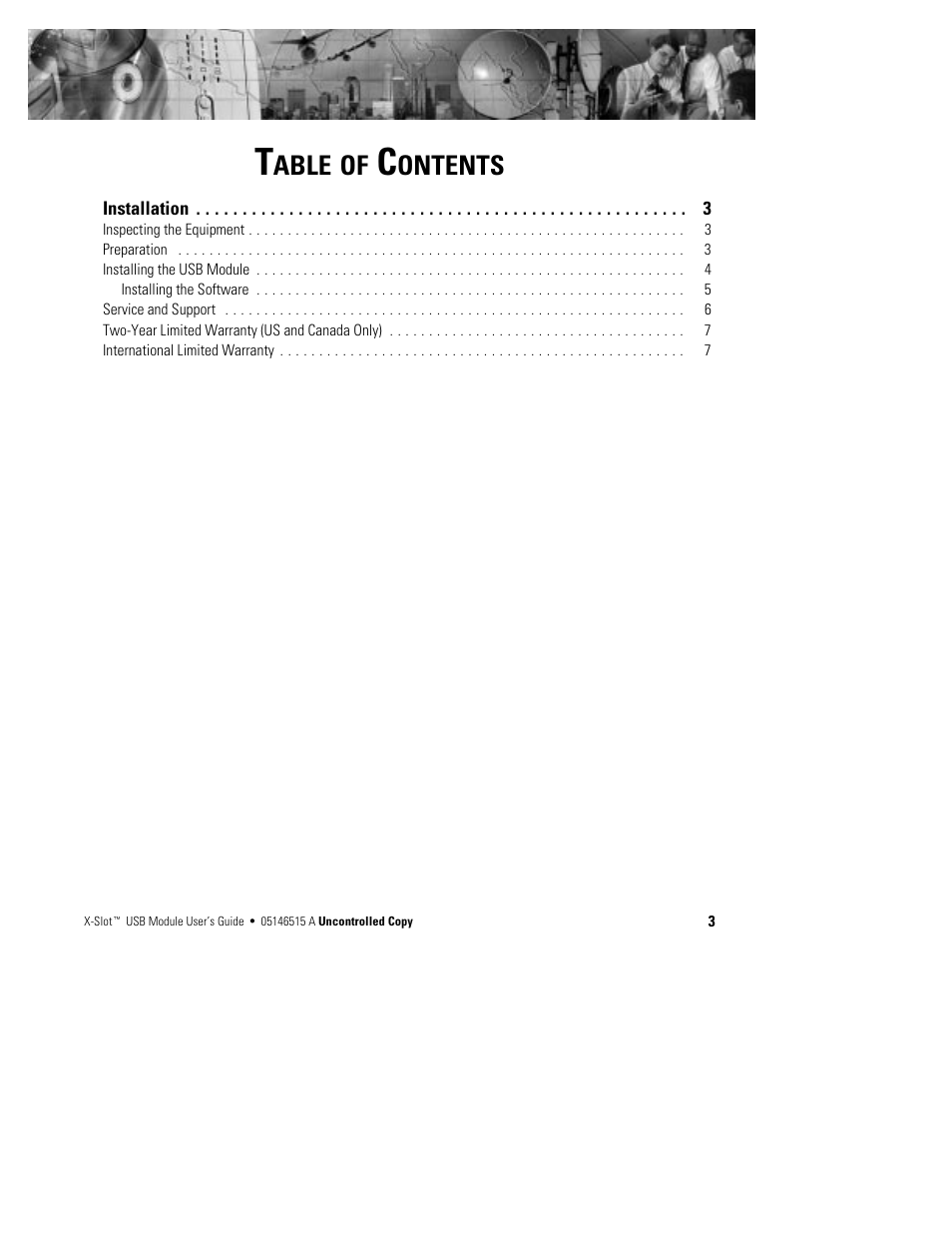 Able of, Ontents | Powerware X-Slot USB Module User Manual | Page 3 / 10