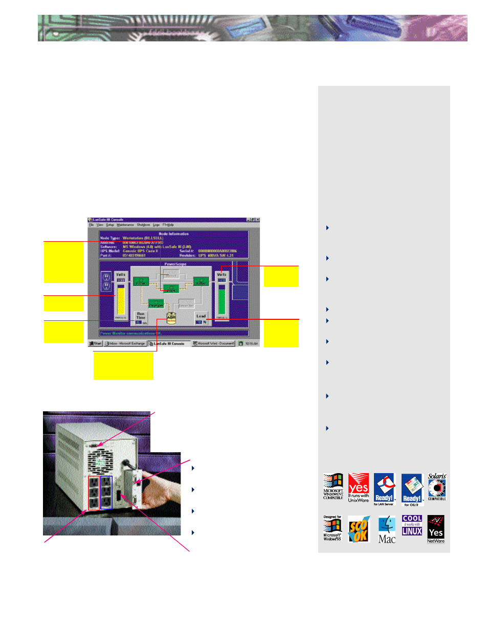 Powerware 5 105 overview, Power management software | Powerware 5105 User Manual | Page 3 / 4