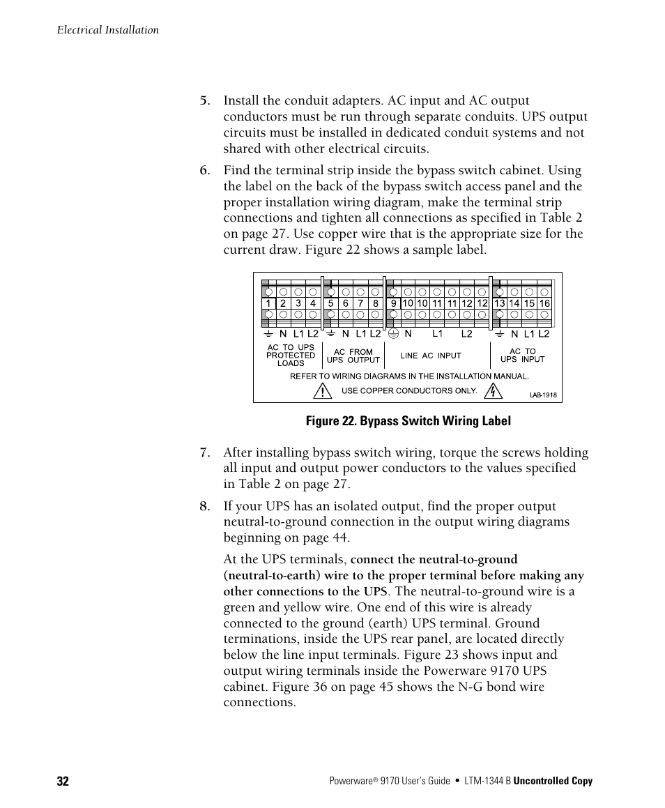 Powerware 9170+ User Manual | Page 36 / 94