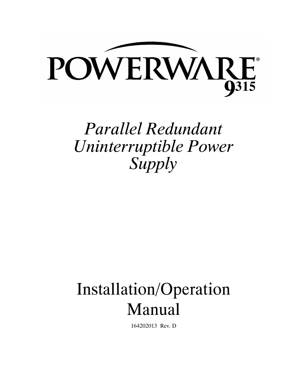 Powerware 9315 User Manual | 54 pages