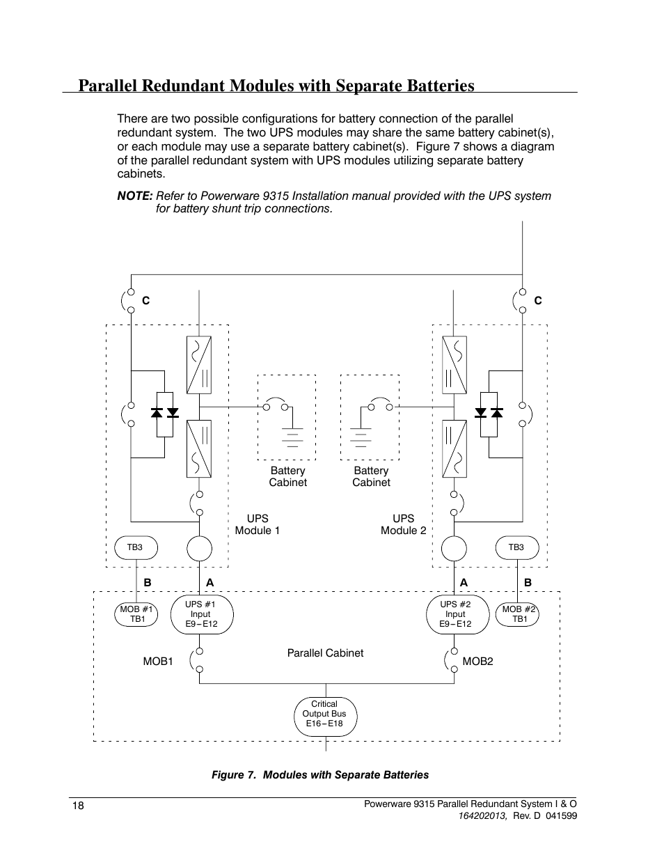 Parallel redundant modules with separate batteries | Powerware 9315 User Manual | Page 24 / 54