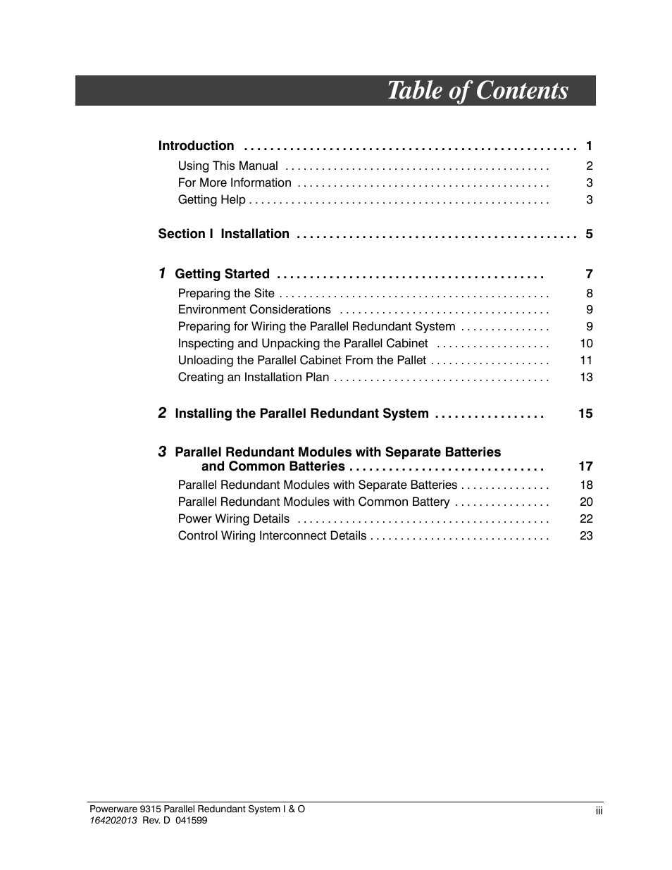Powerware 9315 User Manual | Page 3 / 54