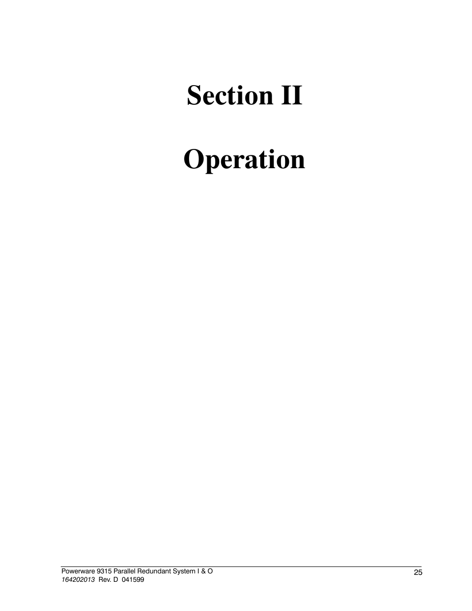 Section ii operation | Powerware 9315 User Manual | Page 31 / 54