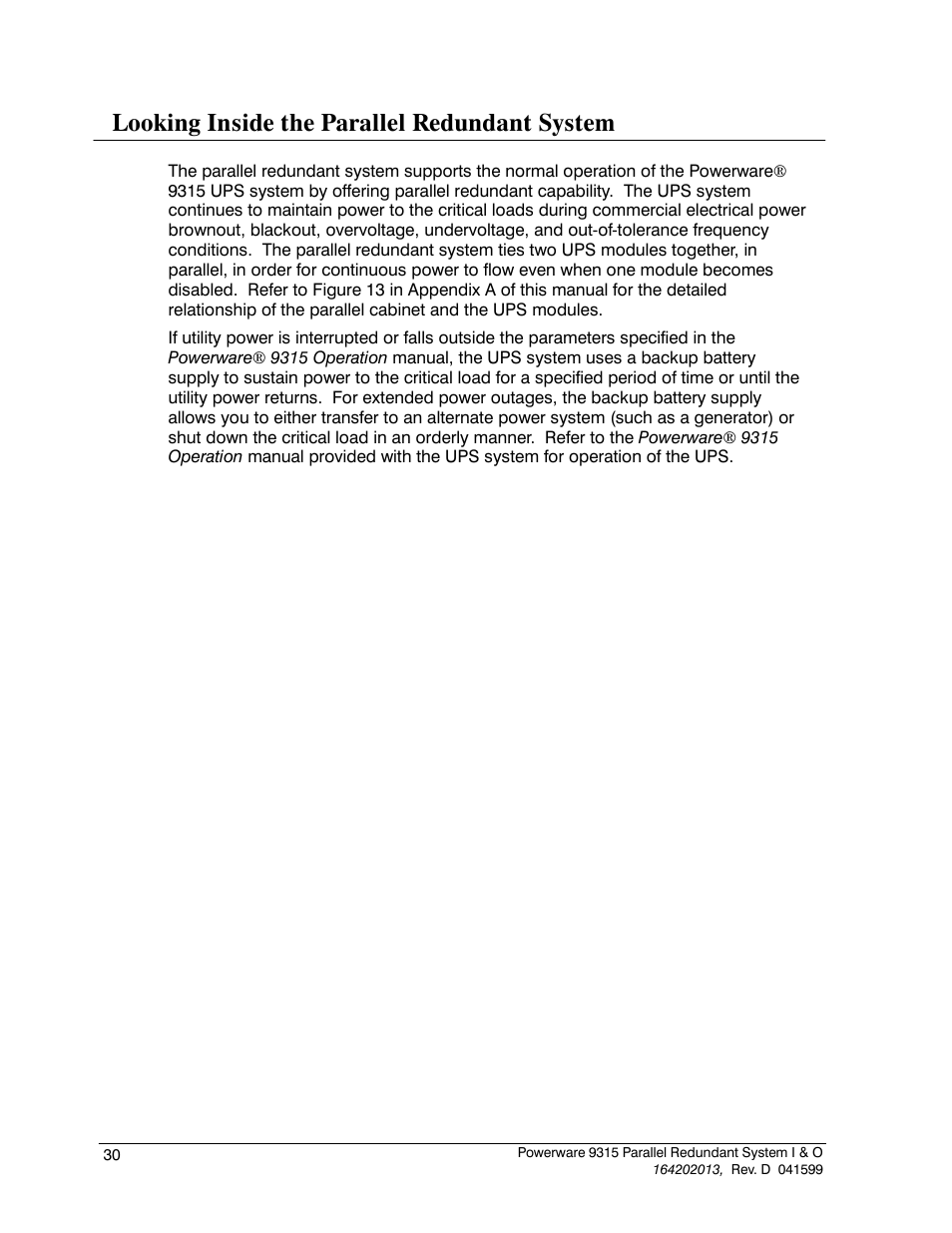 Looking inside the parallel redundant system | Powerware 9315 User Manual | Page 36 / 54