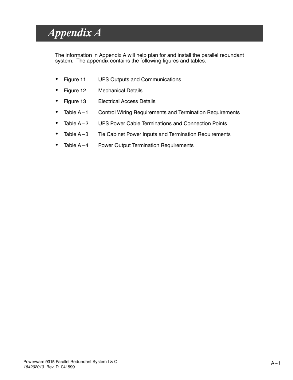 Appendix a | Powerware 9315 User Manual | Page 45 / 54