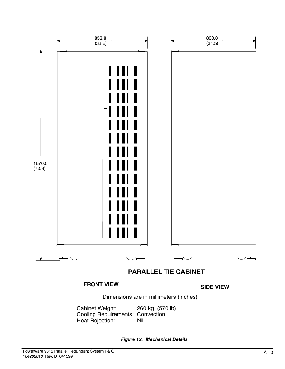 Parallel tie cabinet | Powerware 9315 User Manual | Page 47 / 54