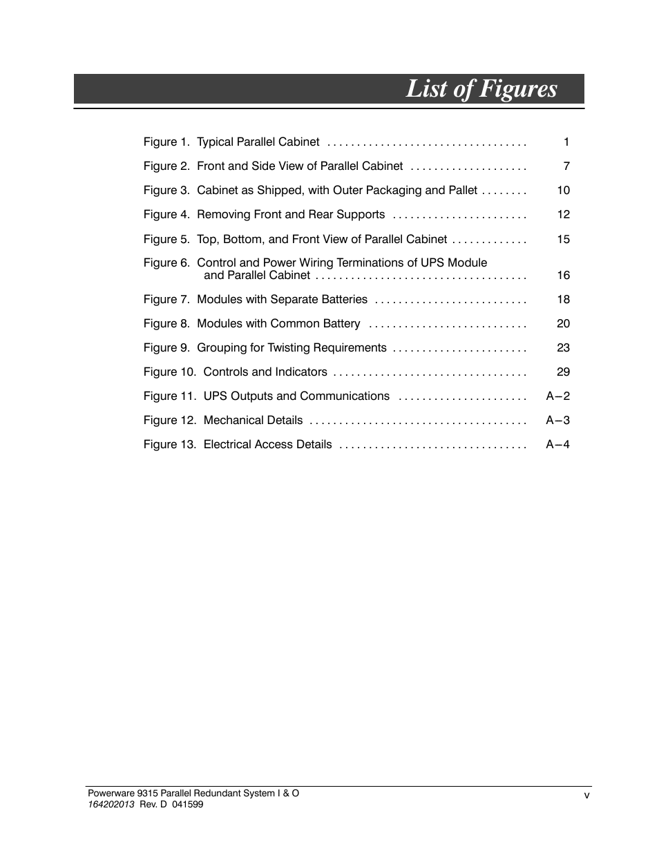 List of figures | Powerware 9315 User Manual | Page 5 / 54