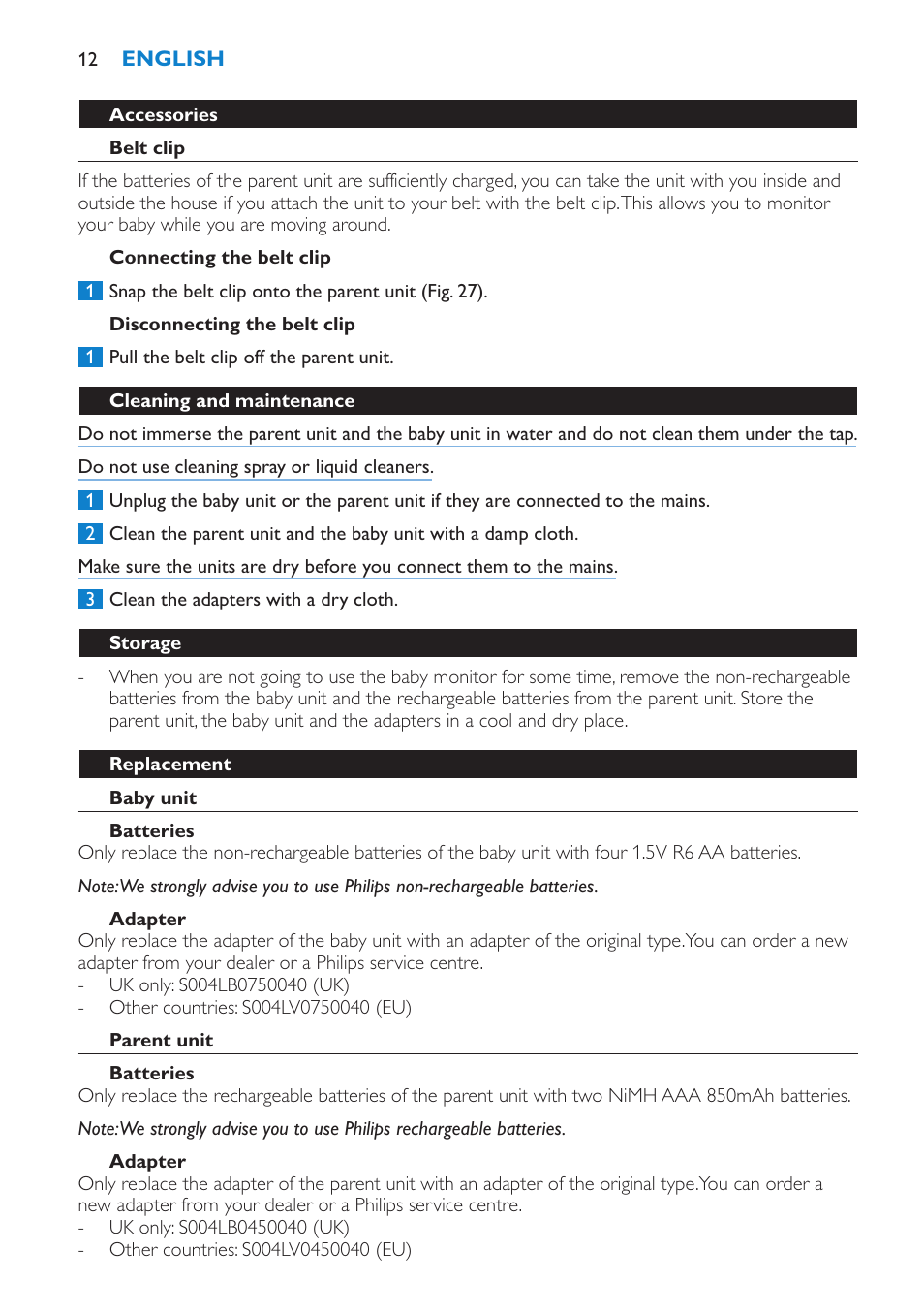 Philips AVENT SCD510 User Manual | Page 12 / 148