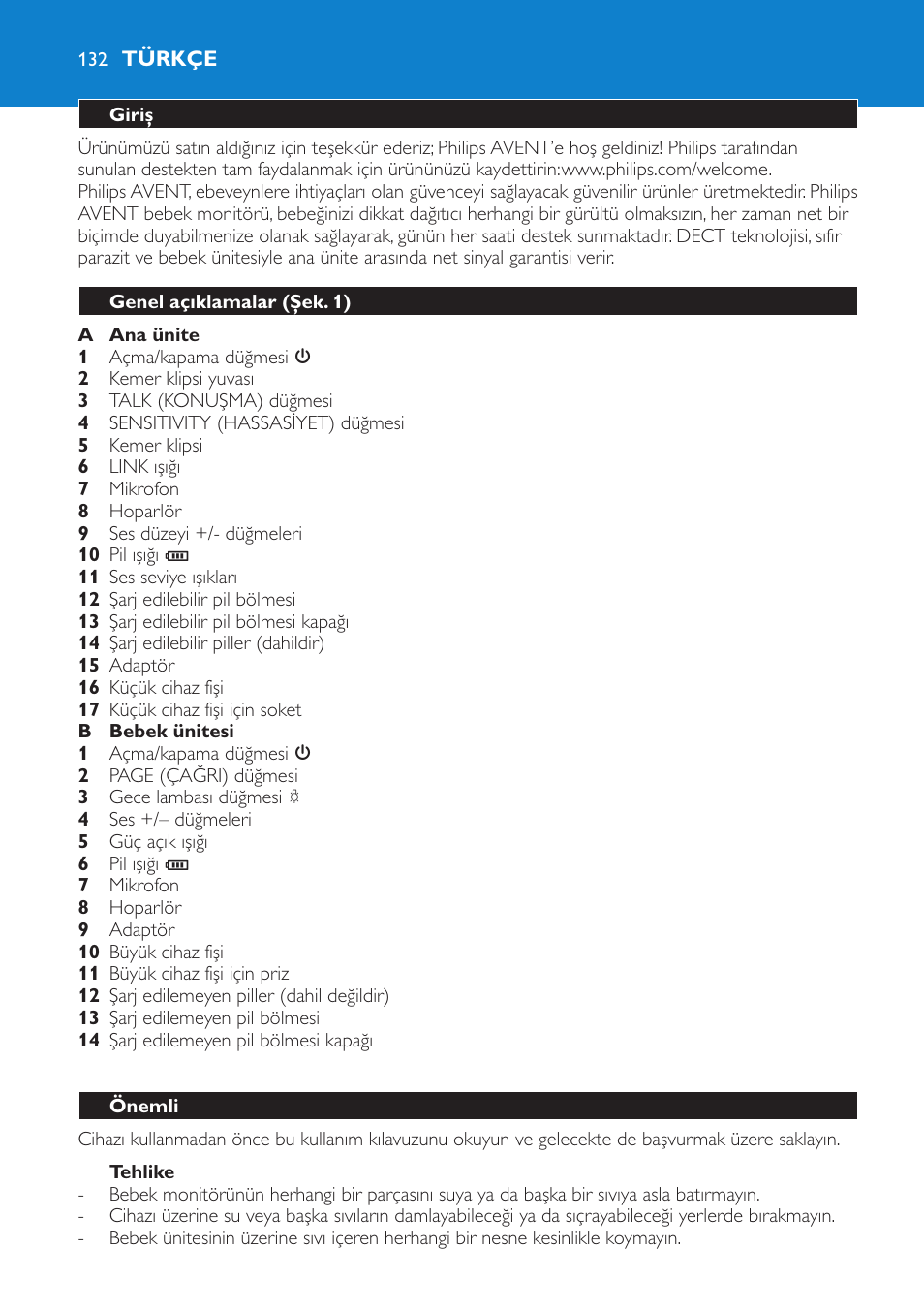 Türkçe 132 | Philips AVENT SCD510 User Manual | Page 132 / 148