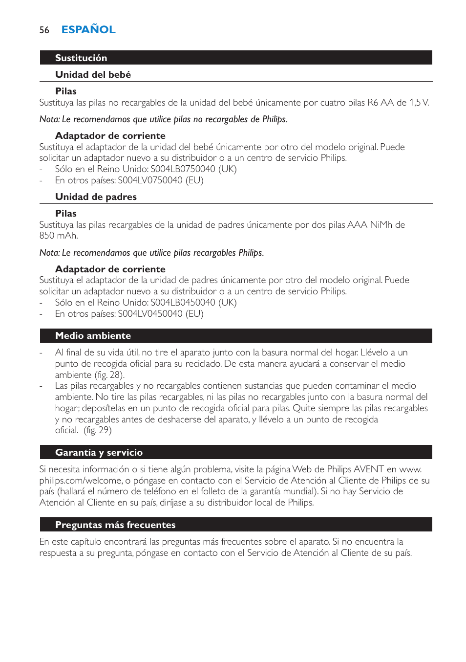 Philips AVENT SCD510 User Manual | Page 56 / 148