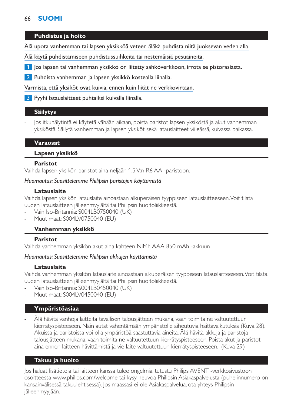 Philips AVENT SCD510 User Manual | Page 66 / 148