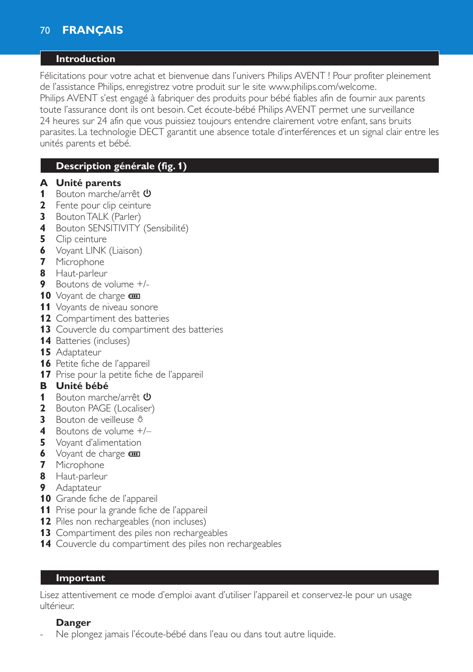 Français 70 | Philips AVENT SCD510 User Manual | Page 70 / 148