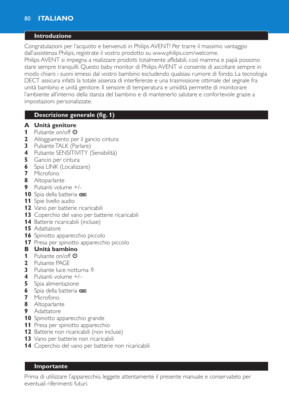 Italiano, Italiano 80 | Philips AVENT SCD510 User Manual | Page 80 / 148