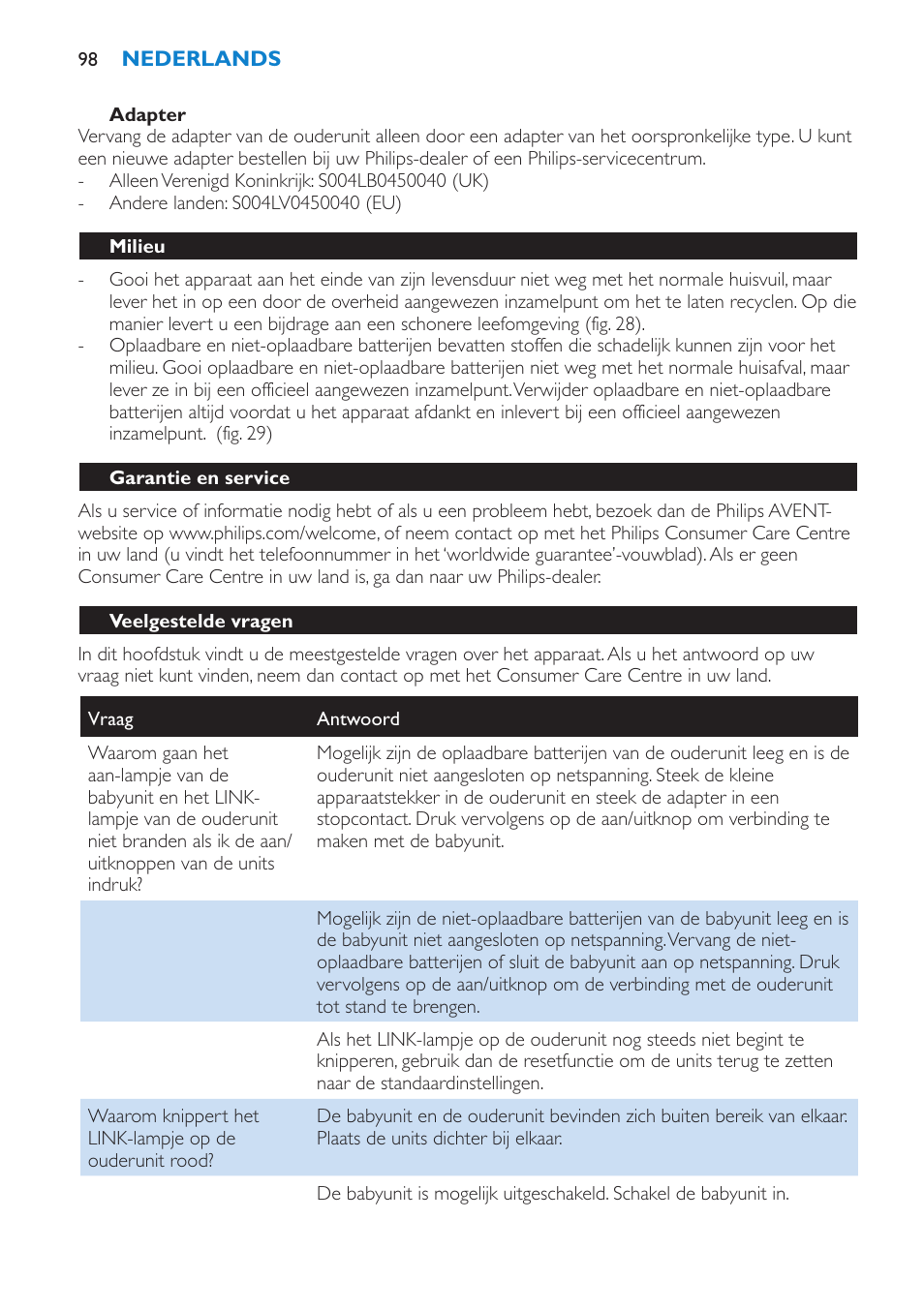 Philips AVENT SCD510 User Manual | Page 98 / 148