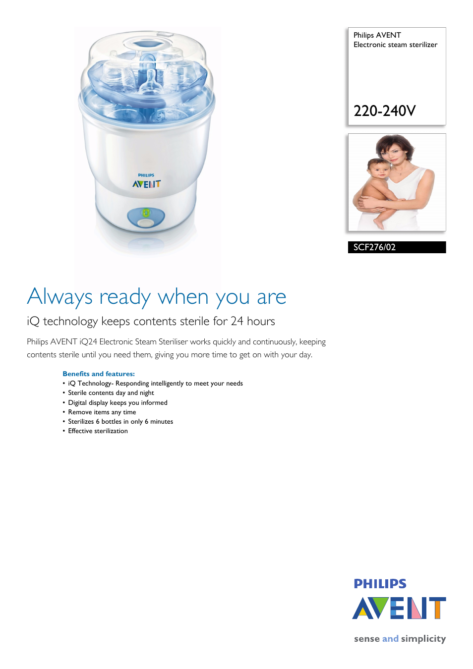Philips AVENT SCF276/02 User Manual | 2 pages