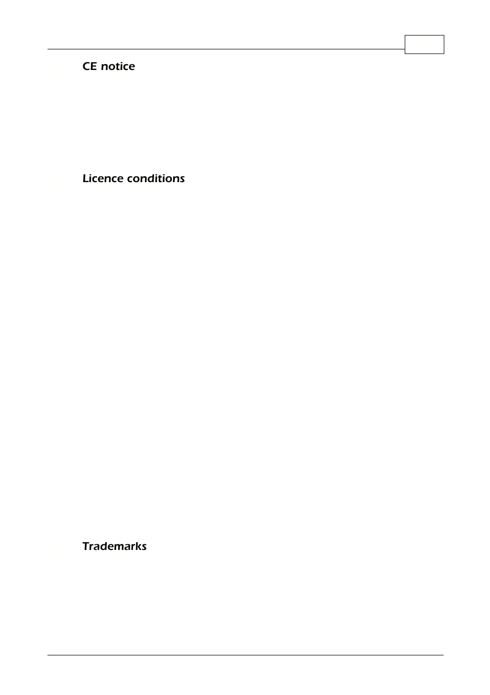 Ce notice, Licence conditions, Trademarks | 5 ce notice, 6 licence conditions, 7 trademarks | Pico Communications 2000 Series User Manual | Page 5 / 13