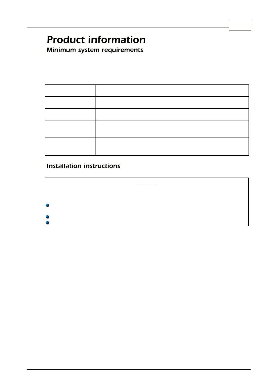 Product information, Minimum system requirements, Installation instructions | 1 minimum system requirements, 2 installation instructions | Pico Communications 2000 Series User Manual | Page 7 / 13